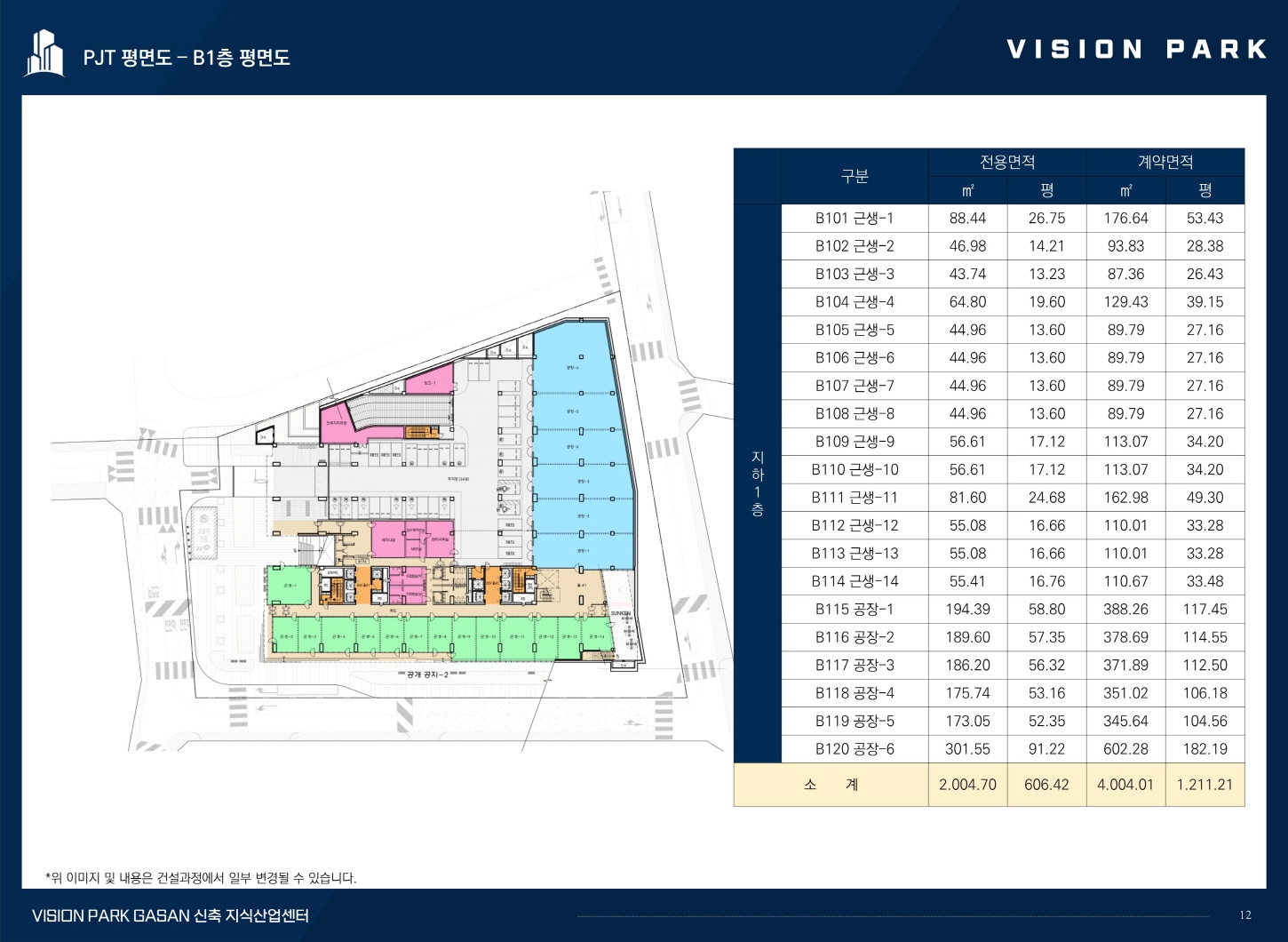 가산 비전파크-층별평면도1
